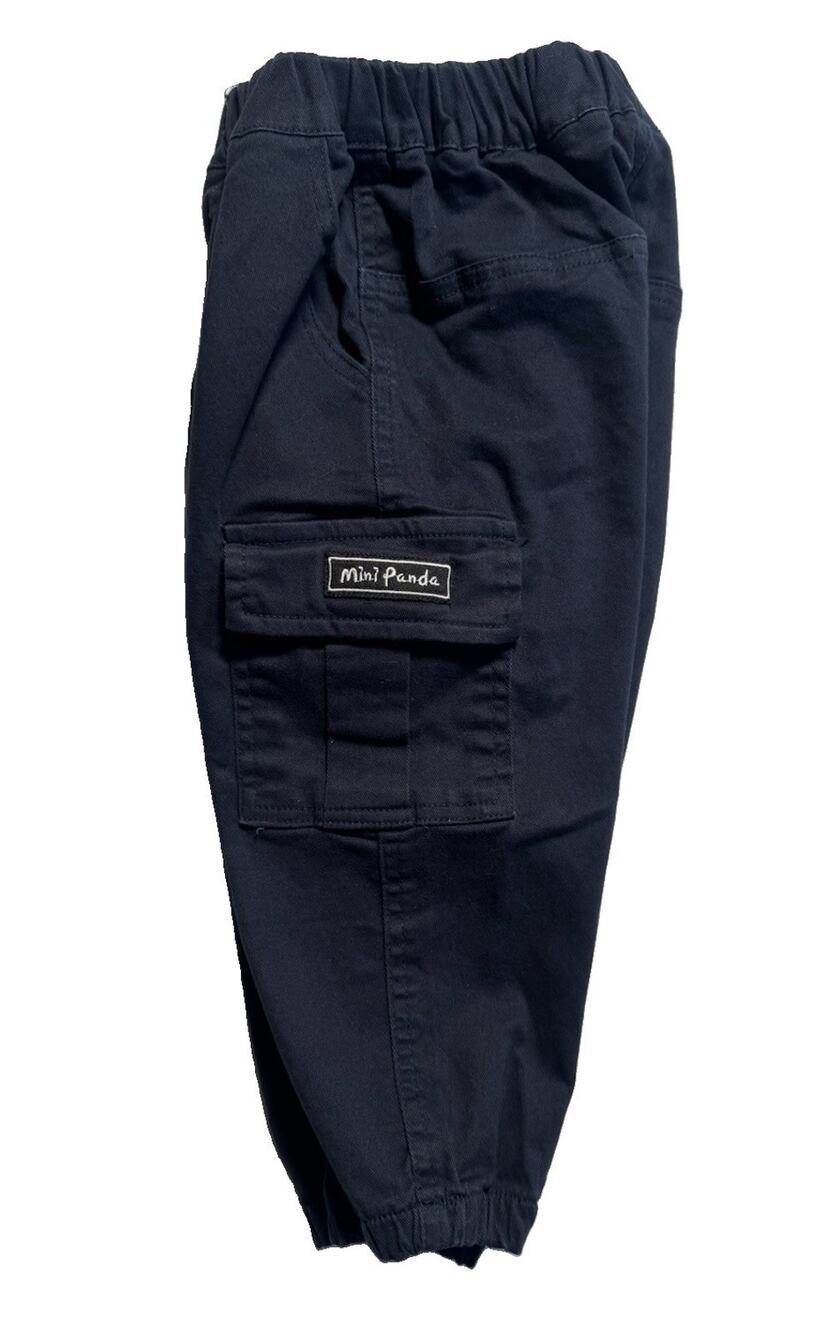 Mini Panda Toddler Boys Cargo Jogger Pants Navy Blue Elastic Waist Size 3T